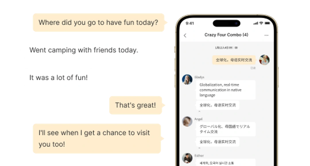 Multilingual friends chat interface