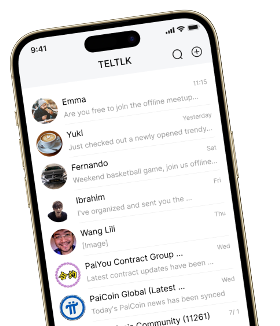 TELTLK chat list interface